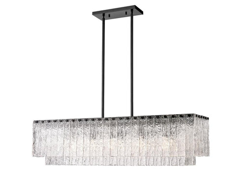 Z-Lite Glacier 5 Light Linear Chandelier in Matte Black Finish Model: 1943-42L-MB