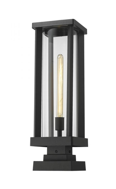 Z-Lite Glenwood 1 Light Outdoor Pier Mounted Fixture in Black Finish Model: 586PHBS-SQPM-BK
