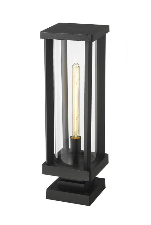Z-Lite Glenwood 1 Light Outdoor Pier Mounted Fixture in Black Finish Model: 586PHBS-SQPM-BK