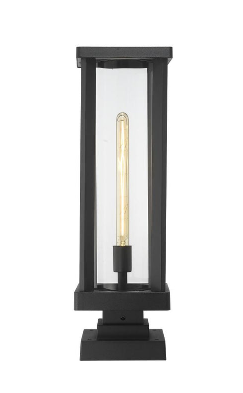 Z-Lite Glenwood 1 Light Outdoor Pier Mounted Fixture in Black Finish Model: 586PHBS-SQPM-BK