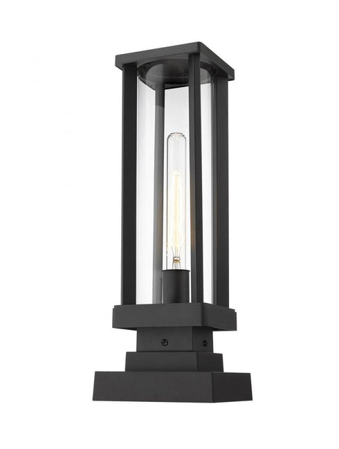 Z-Lite Glenwood 1 Light Outdoor Pier Mounted Fixture in Black Finish Model: 586PHMS-SQPM-BK