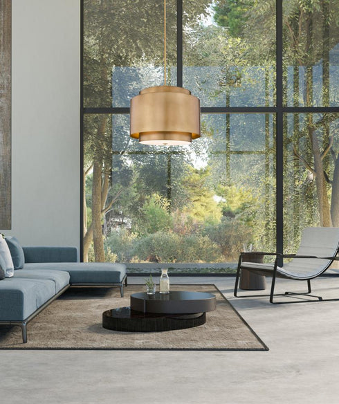 Z-Lite Harlech 4 Light Chandelier in Rubbed Brass Finish Model: 739P32-RB