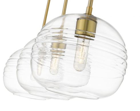 Z-Lite Harmony 3 Light Linear Chandelier in Olde Brass Finish Model: 486P10-3L-OBR