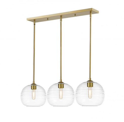 Z-Lite Harmony 3 Light Linear Chandelier in Olde Brass Finish Model: 486P10-3L-OBR