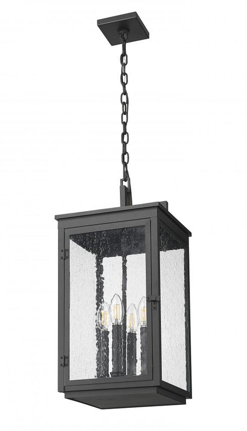 Z-Lite Hartwell 4 Light Outdoor Chain Mount Ceiling Fixture in Sand Black Finish Model: 5019CHB-BK
