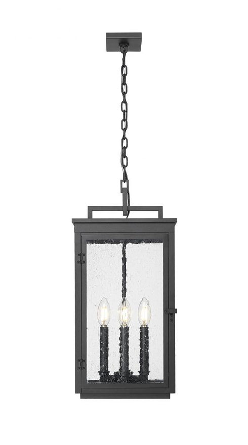 Z-Lite Hartwell 4 Light Outdoor Chain Mount Ceiling Fixture in Sand Black Finish Model: 5019CHB-BK