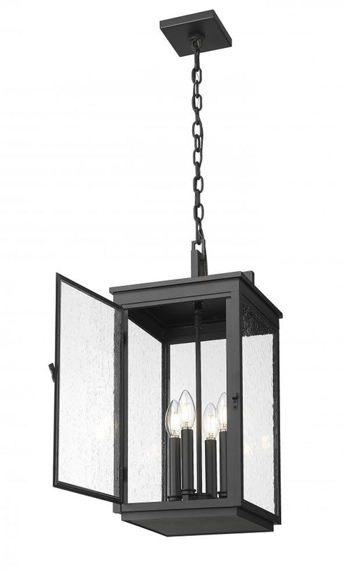 Z-Lite Hartwell 4 Light Outdoor Chain Mount Ceiling Fixture in Sand Black Finish Model: 5019CHB-BK