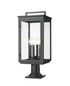 Z-Lite Hartwell 4 Light Outdoor Pier Mounted Fixture in Sand Black Finish Model: 5019PHBR-533PM-BK