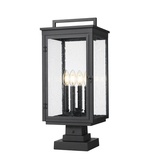 Z-Lite Hartwell 4 Light Outdoor Pier Mounted Fixture in Sand Black Finish Model: 5019PHBS-SQPM-BK