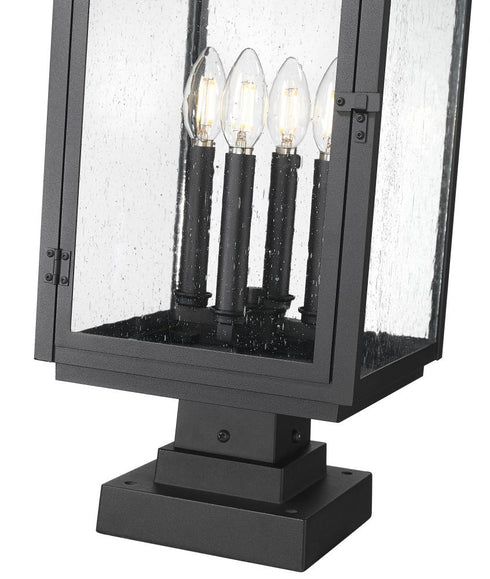Z-Lite Hartwell 4 Light Outdoor Pier Mounted Fixture in Sand Black Finish Model: 5019PHBS-SQPM-BK