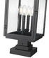 Z-Lite Hartwell 4 Light Outdoor Pier Mounted Fixture in Sand Black Finish Model: 5019PHBS-SQPM-BK