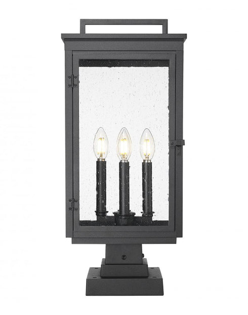 Z-Lite Hartwell 4 Light Outdoor Pier Mounted Fixture in Sand Black Finish Model: 5019PHBS-SQPM-BK
