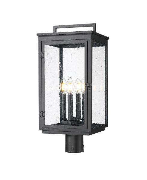 Z-Lite Hartwell 4 Light Outdoor Post Mount Fixture in Sand Black Finish Model: 5019PHBR-BK