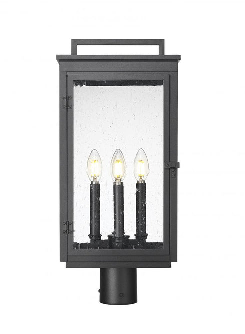 Z-Lite Hartwell 4 Light Outdoor Post Mount Fixture in Sand Black Finish Model: 5019PHBR-BK