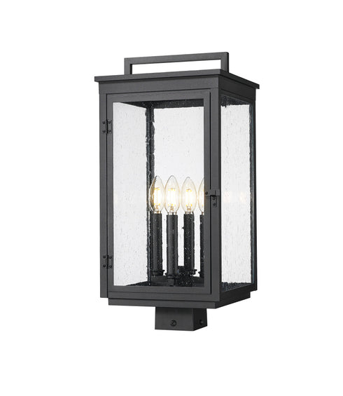 Z-Lite Hartwell 4 Light Outdoor Post Mount Fixture in Sand Black Finish Model: 5019PHBS-BK