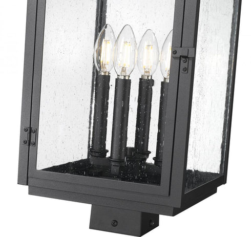 Z-Lite Hartwell 4 Light Outdoor Post Mount Fixture in Sand Black Finish Model: 5019PHBS-BK
