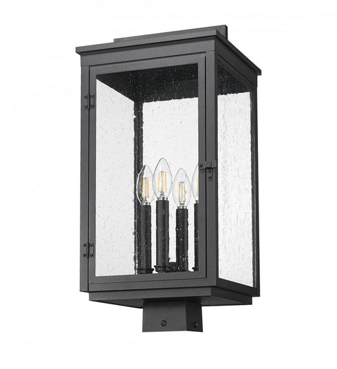 Z-Lite Hartwell 4 Light Outdoor Post Mount Fixture in Sand Black Finish Model: 5019PHBS-BK