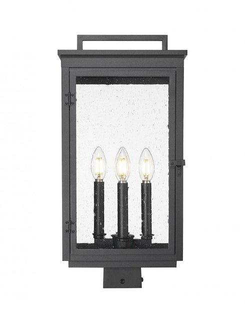 Z-Lite Hartwell 4 Light Outdoor Post Mount Fixture in Sand Black Finish Model: 5019PHBS-BK
