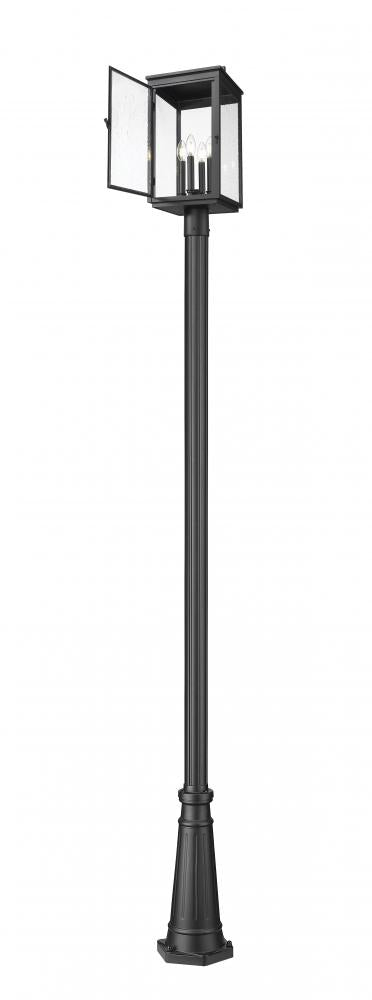 Z-Lite Hartwell 4 Light Outdoor Post Mounted Fixture in Sand Black Finish Model: 5019PHBR-5011P-BK
