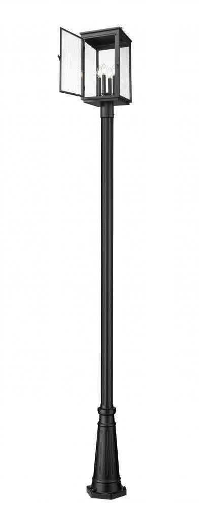 Z-Lite Hartwell 4 Light Outdoor Post Mounted Fixture in Sand Black Finish Model: 5019PHBR-519P-BK