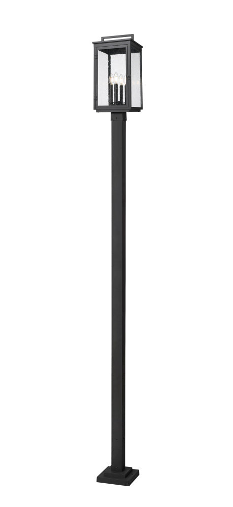 Z-Lite Hartwell 4 Light Outdoor Post Mounted Fixture in Sand Black Finish Model: 5019PHBS-536P-BK