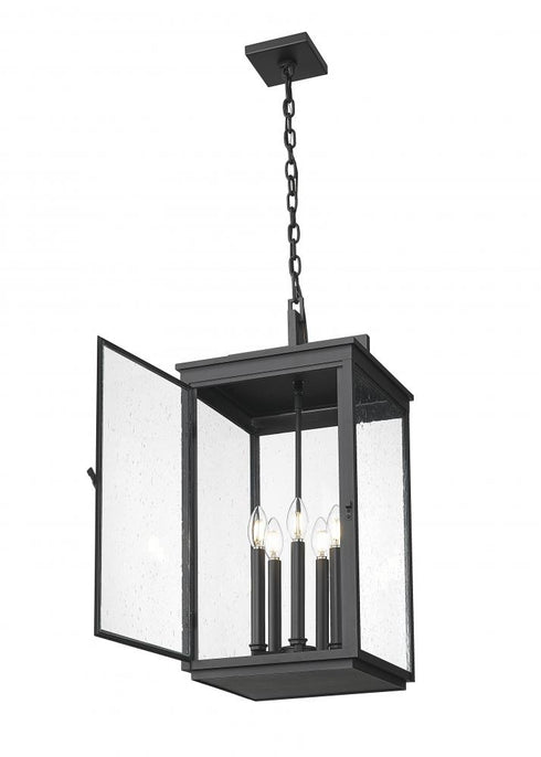 Z-Lite Hartwell 5 Light Outdoor Chain Mount Ceiling Fixture in Sand Black Finish Model: 5019CHXL-BK