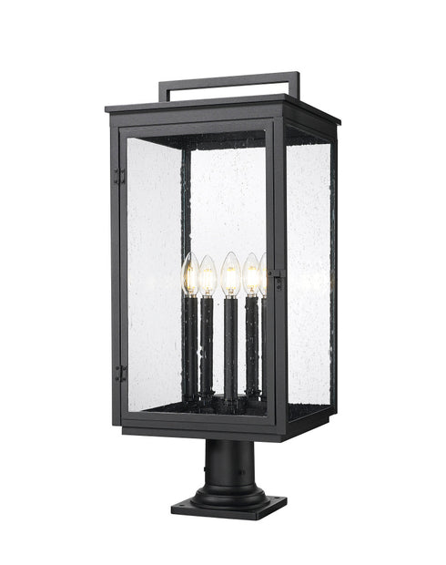 Z-Lite Hartwell 5 Light Outdoor Pier Mounted Fixture in Sand Black Finish Model: 5019PHXLR-533PM-BK