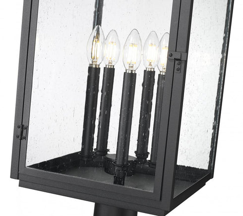 Z-Lite Hartwell 5 Light Outdoor Pier Mounted Fixture in Sand Black Finish Model: 5019PHXLR-533PM-BK