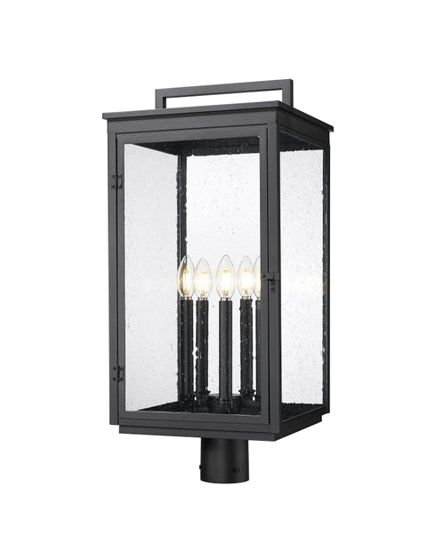 Z-Lite Hartwell 5 Light Outdoor Post Mount Fixture in Sand Black Finish Model: 5019PHXLR-BK