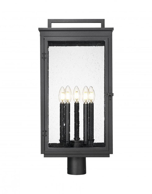 Z-Lite Hartwell 5 Light Outdoor Post Mount Fixture in Sand Black Finish Model: 5019PHXLR-BK