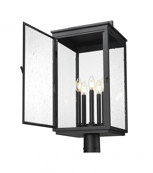 Z-Lite Hartwell 5 Light Outdoor Post Mount Fixture in Sand Black Finish Model: 5019PHXLR-BK