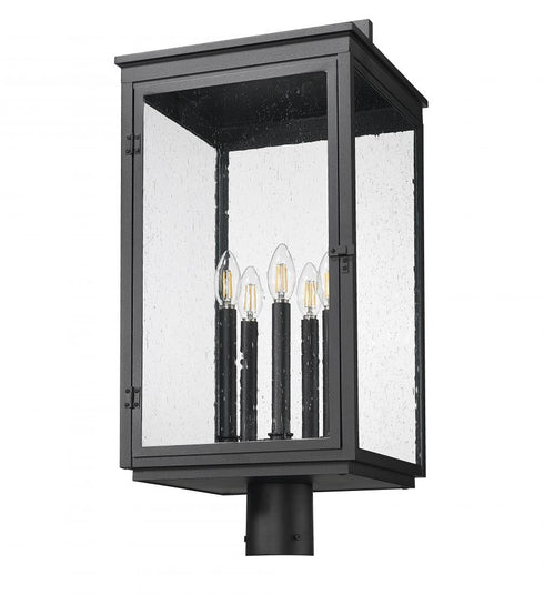 Z-Lite Hartwell 5 Light Outdoor Post Mount Fixture in Sand Black Finish Model: 5019PHXLR-BK