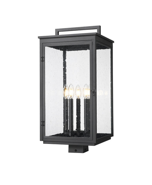 Z-Lite Hartwell 5 Light Outdoor Post Mount Fixture in Sand Black Finish Model: 5019PHXLS-BK