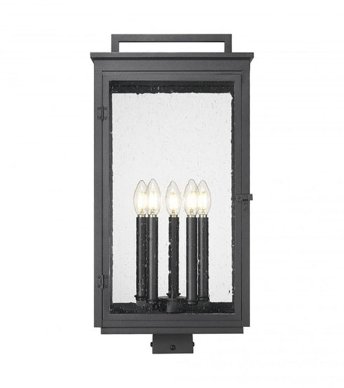 Z-Lite Hartwell 5 Light Outdoor Post Mount Fixture in Sand Black Finish Model: 5019PHXLS-BK