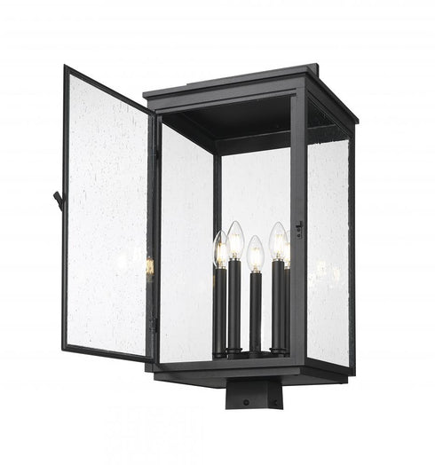 Z-Lite Hartwell 5 Light Outdoor Post Mount Fixture in Sand Black Finish Model: 5019PHXLS-BK