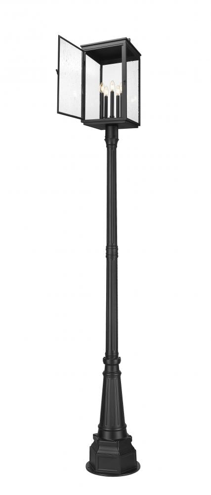 Z-Lite Hartwell 5 Light Outdoor Post Mounted Fixture in Sand Black Finish Model: 5019PHXLR-564P-BK