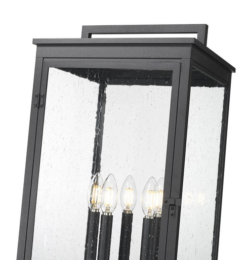 Z-Lite Hartwell 5 Light Outdoor Post Mounted Fixture in Sand Black Finish Model: 5019PHXLS-536P-BK