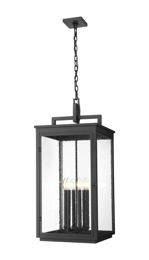 Z-Lite Hartwell 6 Light Outdoor Chain Mount Ceiling Fixture in Sand Black Finish Model: 5019CHXXL-BK