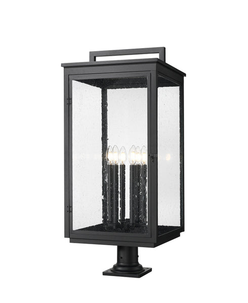 Z-Lite Hartwell 6 Light Outdoor Pier Mounted Fixture in Sand Black Finish Model: 5019PHXXLR-533PM-BK