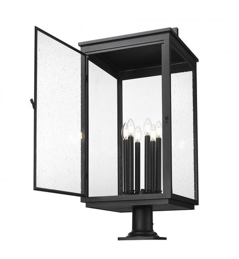 Z-Lite Hartwell 6 Light Outdoor Pier Mounted Fixture in Sand Black Finish Model: 5019PHXXLR-533PM-BK