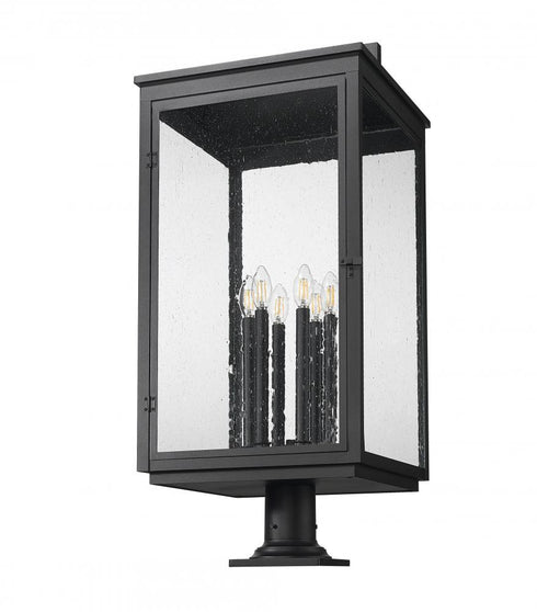 Z-Lite Hartwell 6 Light Outdoor Pier Mounted Fixture in Sand Black Finish Model: 5019PHXXLR-533PM-BK