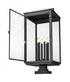 Z-Lite Hartwell 6 Light Outdoor Pier Mounted Fixture in Sand Black Finish Model: 5019PHXXLS-SQPM-BK