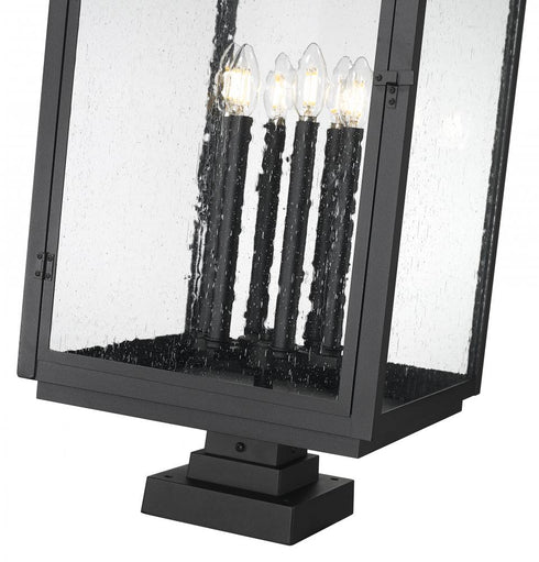 Z-Lite Hartwell 6 Light Outdoor Pier Mounted Fixture in Sand Black Finish Model: 5019PHXXLS-SQPM-BK