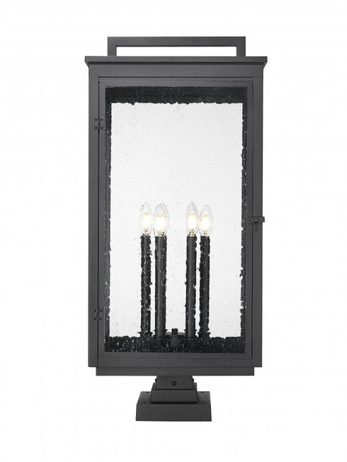 Z-Lite Hartwell 6 Light Outdoor Pier Mounted Fixture in Sand Black Finish Model: 5019PHXXLS-SQPM-BK