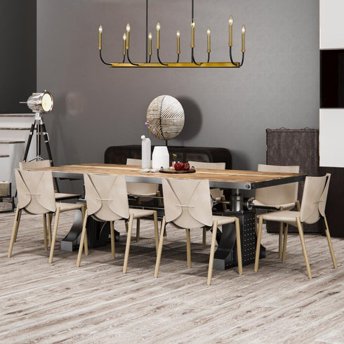 Z-Lite Haylie 10 Light Linear Chandelier in Matte Black + Olde Brass Finish Model: 479-10L-MB-OBR