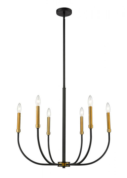 Z-Lite Haylie 6 Light Chandelier in Matte Black + Brushed Nickel Finish Model: 479-6MB-BN