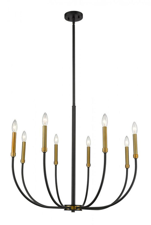 Z-Lite Haylie 8 Light Chandelier in Matte Black + Brushed Nickel Finish Model: 479-8MB-BN