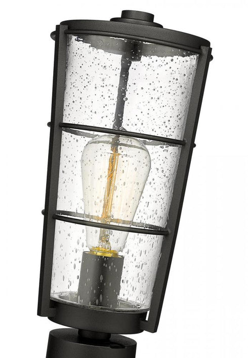 Z-Lite Helix 1 Light Outdoor Pier Mounted Fixture in Black Finish Model: 591PHM-553PM-BK