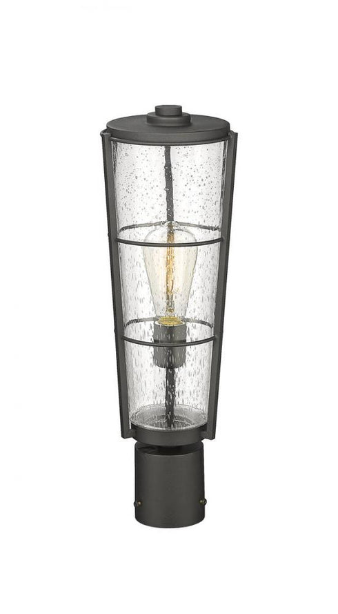 Z-Lite Helix 1 Light Outdoor Post Mount Fixture in Black Finish Model: 591PHB-BK