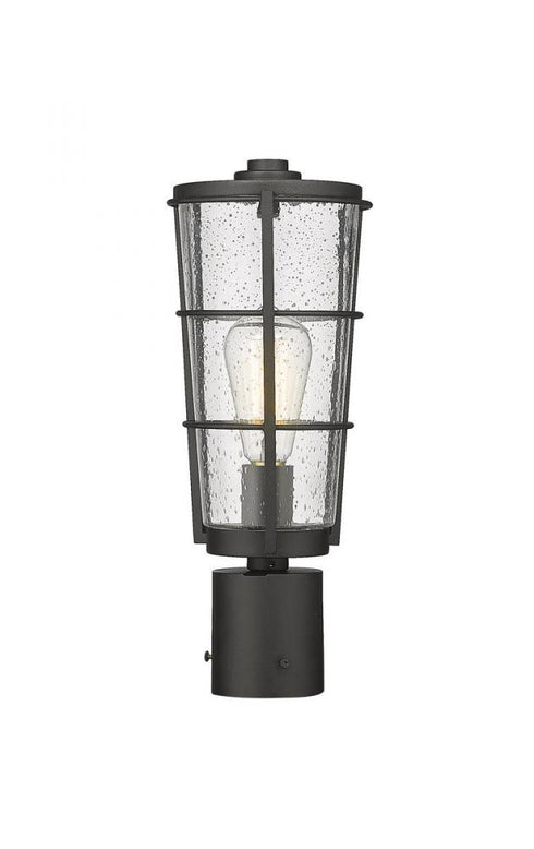 Z-Lite Helix 1 Light Outdoor Post Mount Fixture in Black Finish Model: 591PHM-BK
